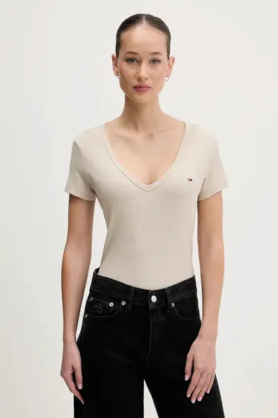 Tričko Tommy Jeans dámské, žlutá barva, DW0DW17385