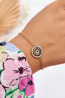 marka niezdefiniowana Ocelový náramek s kruhem a zirkony zlate