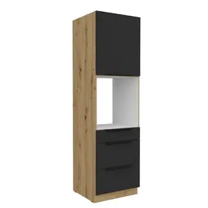 Vysoká skříňka pro vestavnou troubu Aria 60 DPS-210 3S 1F - Premium Box Barva korpusu: Dub artisan, Barva dvířek: BL - Black AFM