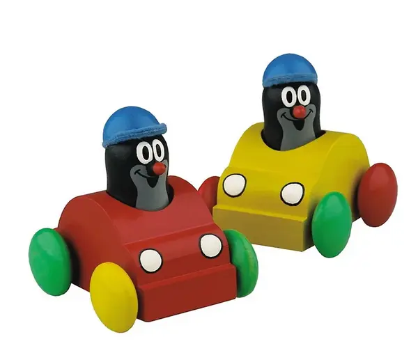 Pískacie auto s Krtkom - červené