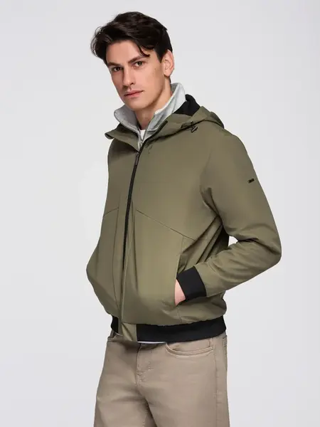Ombre Men's lightweight jacket with hood and mesh lining