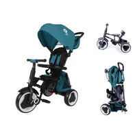 Dětská tříkolka s vodící tyčí QPlay Rito+ Turquoise