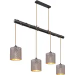 GLOBO Závesné svietidlo CINDY, 4x E27, mat. čierno/sivo-zlaté, 100 x 16 x 150 cm