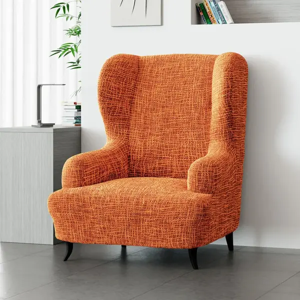 Bielastické potahy GRAFITI NOVÉ cihlové křeslo ušák (š. 60 - 110 cm)