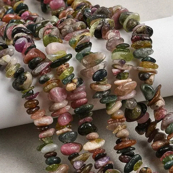 Natural Multicolor Tourmaline Chips Beads Strands