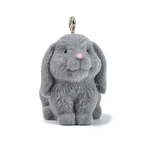 Animal Theme Flocky Opaque Resin Pendants