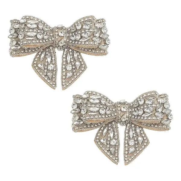 2Pcs Bowknot Crystal Rhinestone Detachable Shoe Decorations