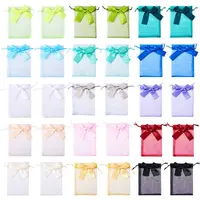 30Pcs 15 Colors Rectangle Organza Drawstring Bags