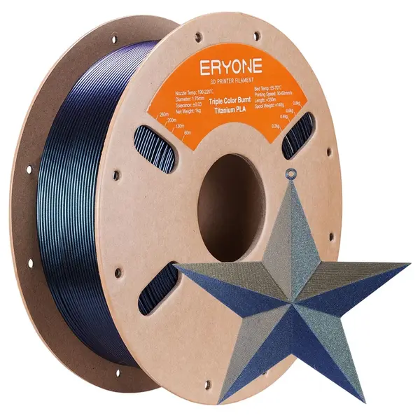 ERYONE Burnt Titanium Tri Color PLA Filament 1kg - Blue & Golden & Green