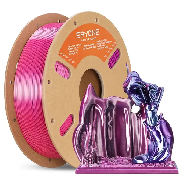 ERYONE High Speed Four-color Silk PLA Filament 1kg - Cold Flame Nocturnal (Dark Purple & Magenta & Pink & Sky Blue)