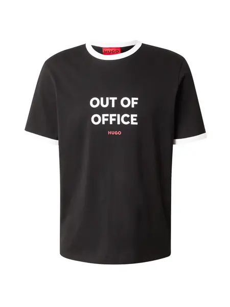 HUGO Tričko 'Doffice'  krvavo červená / čierna / biela