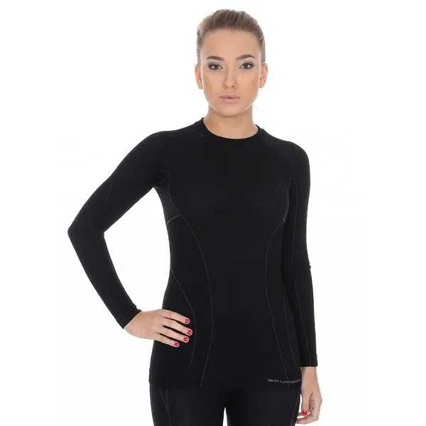 Dámské tričko Brubeck Active Wool s dlouhým rukávem Black S