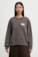 Bavlněná mikina MM6 Maison Margiela dámská, šedá barva, s aplikací, S62GU0143.M25024.810