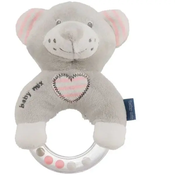 BABY MIX MEDVEĎ Plyšové hrkálka, sivá, veľkosť
