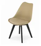 Béžová stolička BALI MARK s čiernymi nohami