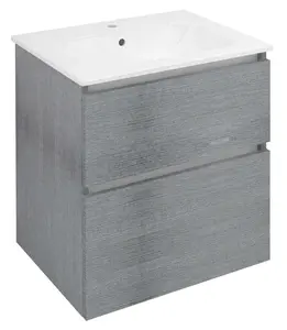 Sapho Ezara - Umývadlová skrinka, 59x46x64 cm, 2 zásuvky, dub strieborný EZ601-1111