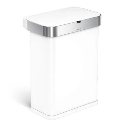 Simplehuman bezdotykový odpadkový kôš SENSOR 58 L hlasové ovládanie biela oceľ ST2049