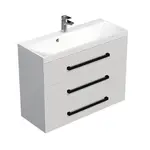 Kúpeľňová skrinka s čiernou úchytkou a umývadlom SAT Cube Way 100x76,5x40 cm biela lesk lesk/mat CUBE2C1003BL