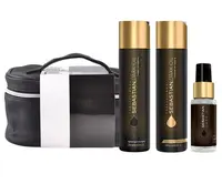 Dárková sada pro hladké a lesklé vlasy Sebastian Professional Dark Oil + kosmetická taška + dárek zdarma