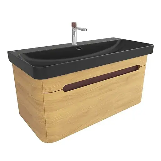 Kúpeľňová skrinka s umývadlom SAT Fusion 97,5x43x45 cm dub medový mat SATFUSION100DMBKMB