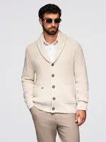 Ombre Men's cotton cardigan sweater with shawl collar - beige