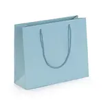 Luxusní kraftová taška s bavlněnými úchyty 300x250x100 mm, SVĚTLE MODRÁ