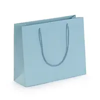 Luxusní kraftová taška s bavlněnými úchyty 300x250x100 mm, SVĚTLE MODRÁ