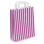 50 x Taška z kraftového papíru 260 x 330 x 100 mm s růžovými pruhy