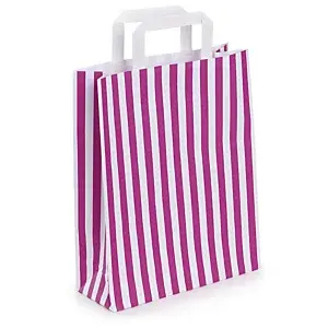 50 x Taška z kraftového papíru 260 x 330 x 100 mm s růžovými pruhy