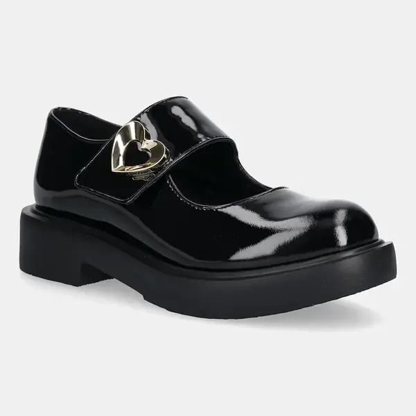 Kožené boty Love Moschino dámské, černá barva, na platformě, JA10114G1NIH0000