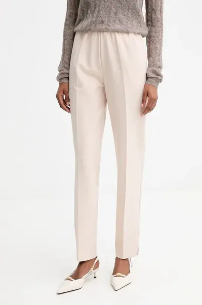 Kalhoty Guess ROBERTA dámské, béžová barva, high waist, W5YB01 WH9Y2