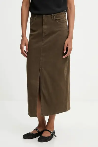 Džínová sukně Answear.LAB zelená barva, midi