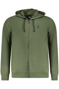 Pánská zelená mikina na zip s kapucí