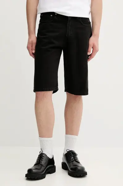 Džínové šortky Levi's pánské, černá barva, 39434