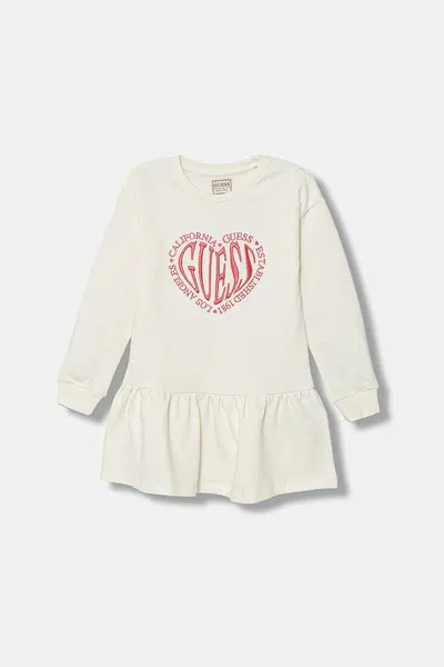 Dětské bavlněné šaty Guess béžová barva, mini, K5YK11 KAD74