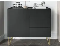 Komoda se šuplíky Harmony, černá/černý mramor
