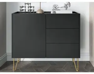 Komoda se šuplíky Harmony, černá/černý mramor