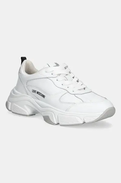 Kožené tenisky Love Moschino dámské, bílá barva, JA15246G1NIA0100