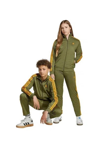 Dětské tepláky adidas Originals zelená barva, s aplikací, JZ4079