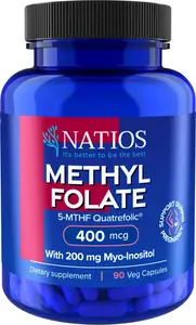 Natios Methyl Folate - Aktivní kyselina listová 400 mcg 90 veganských kapslí