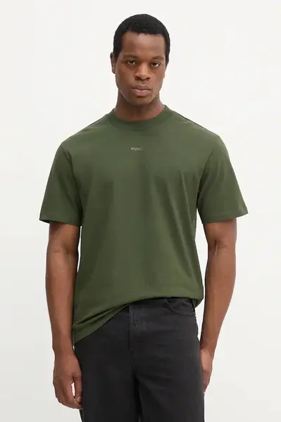 Bavlněné tričko HUGO pánské, černá barva, 50488330