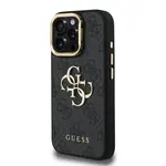 Zadní kryt Guess PU 4G Metal Logo Stand Camera Frame pro Aplle iPhone 15 Pro Max, černá