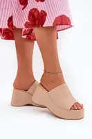 Boto Ekokožené dámské sandály na platformě a klínu béžové Kisoffi