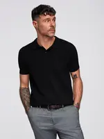 Ombre Men's cotton structured knit polo shirt - black