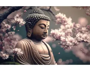 Obraz na plátně Buddha pod sakurou, 116x76 cm