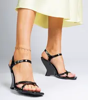 Gemre Black wedge sandals for women Jessy