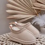 FR1 Sněhové boty dětské na platformě zateplené kožešinou světle béžové Vilabria