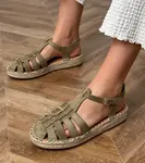 marka niezdefiniowana Green suede-like gladiator espadrille sandals Talejda