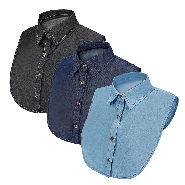 3Pcs 3 Colors Cotton Denim Detachable Collar