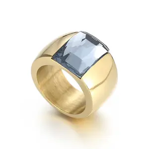 304 Stainless Steel & Glass Finger Rings